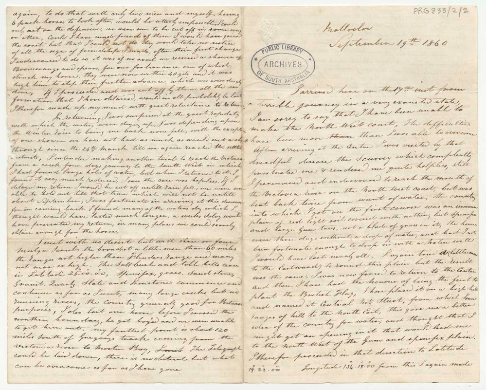 Letter from Moolooloo