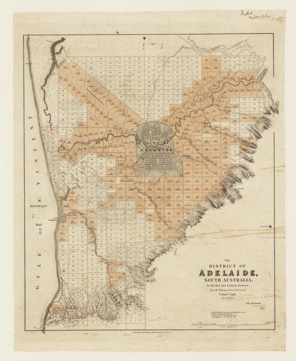 The district of Adelaide, South Australia [cartographic material] : as divided into country sections