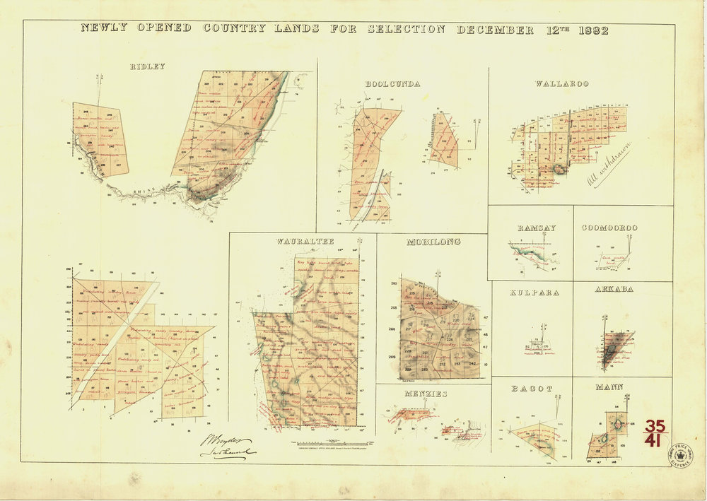 Newly opened country lands for selection December 12th 1882 [cartographic material] : Ridley ..