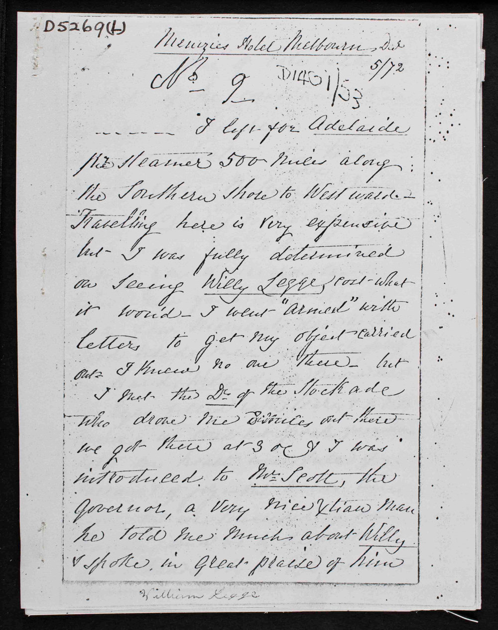 Letters from W.W. Legge