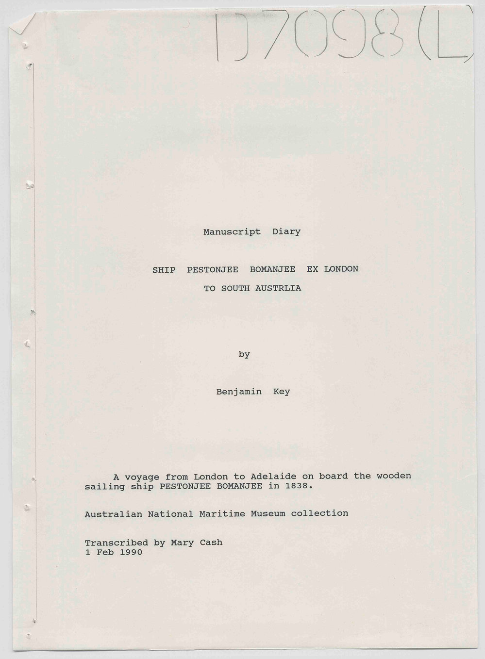 Diary of Benjamin Key