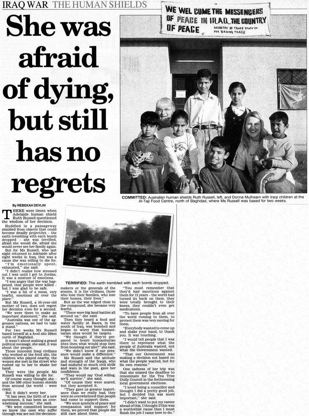 Iraq War: The human shields: She was afraid of dying, but still has no regrets