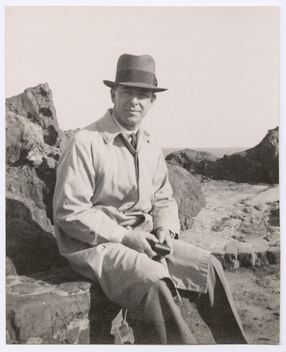 Man in glacial landscape