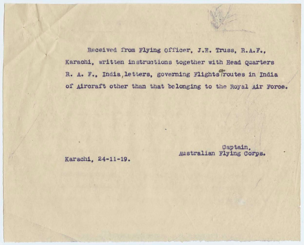 Memo authorising flights