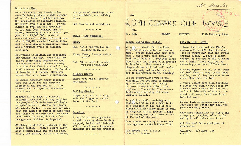 GMH Cobbers Club News