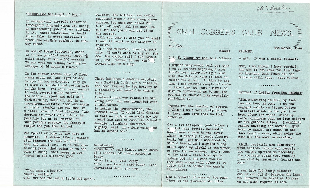 GMH Cobbers Club News