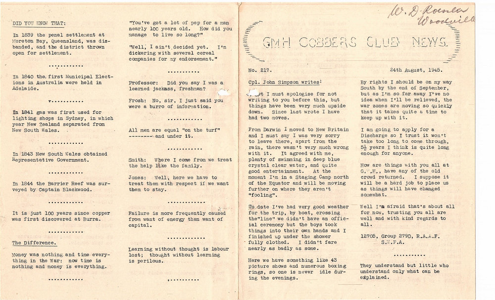 GMH Cobbers Club News