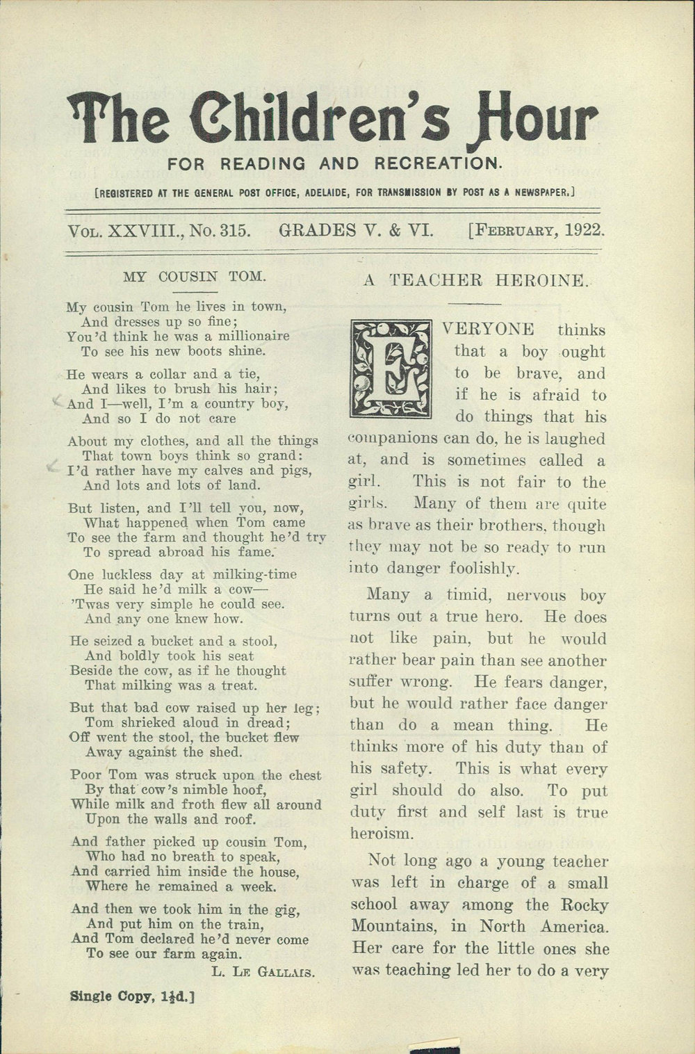 The Children's hour : grades V &amp; VI