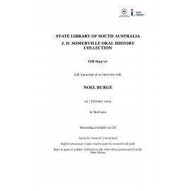 Interview with Noel Burge [transcript] Interviewer: Rob Linn