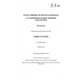 Interview with Perry Gunner [transcript] Interviewer: Rob Linn