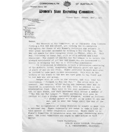 Letter about the formation of the Win the War League