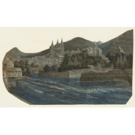 View of a town, possibly on the Rhone 