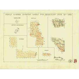 Newly opened country lands for selection June 19th 1883 [cartographic material] : Caroline ..