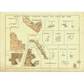 Newly opened country lands for selection June 24th 1884 [cartographic material] : Parsons ..