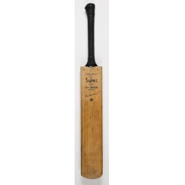Bat used by Don Bradman to score his 100th century in first-class cricket, 1947