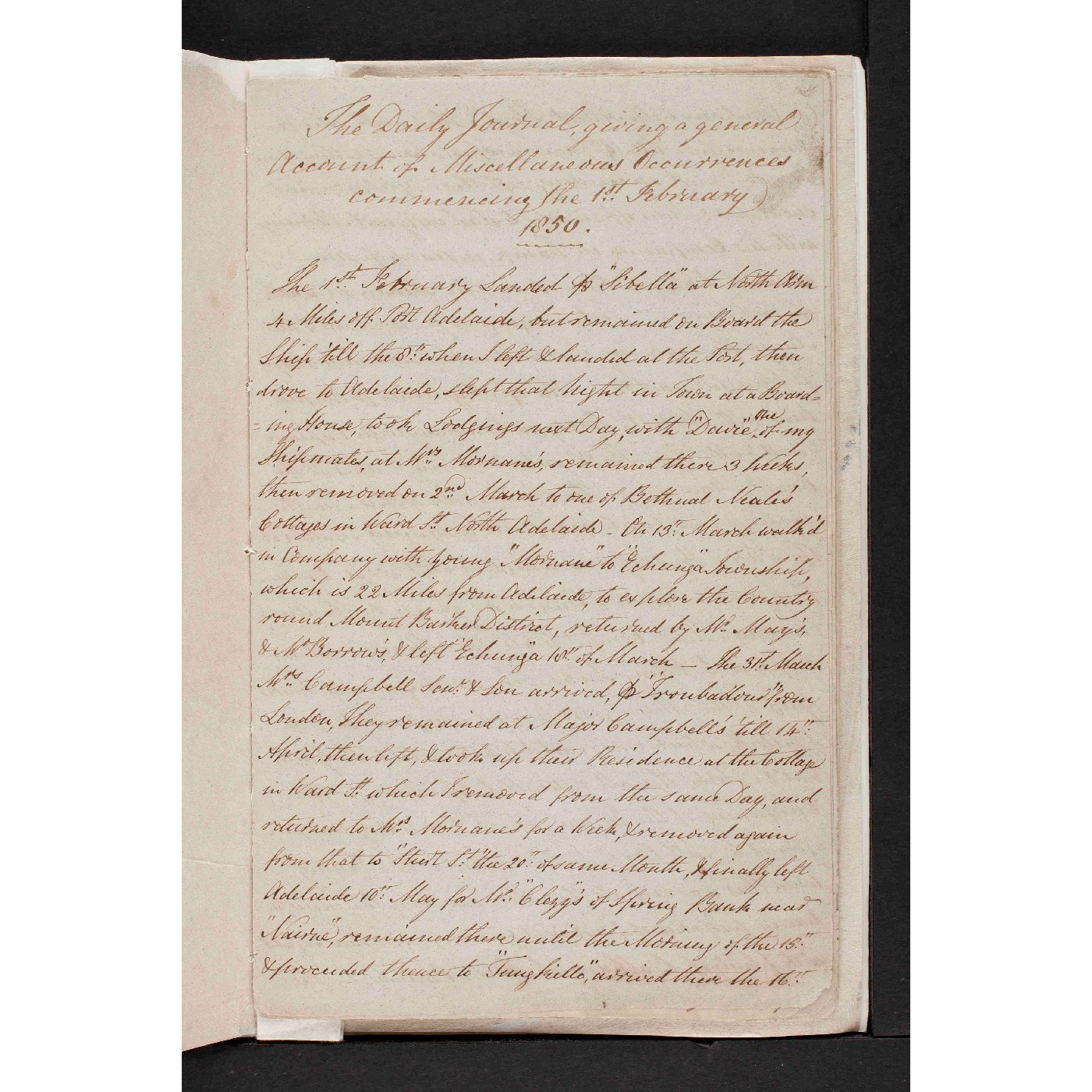 Diary of stores clerk at Tungkillo mine