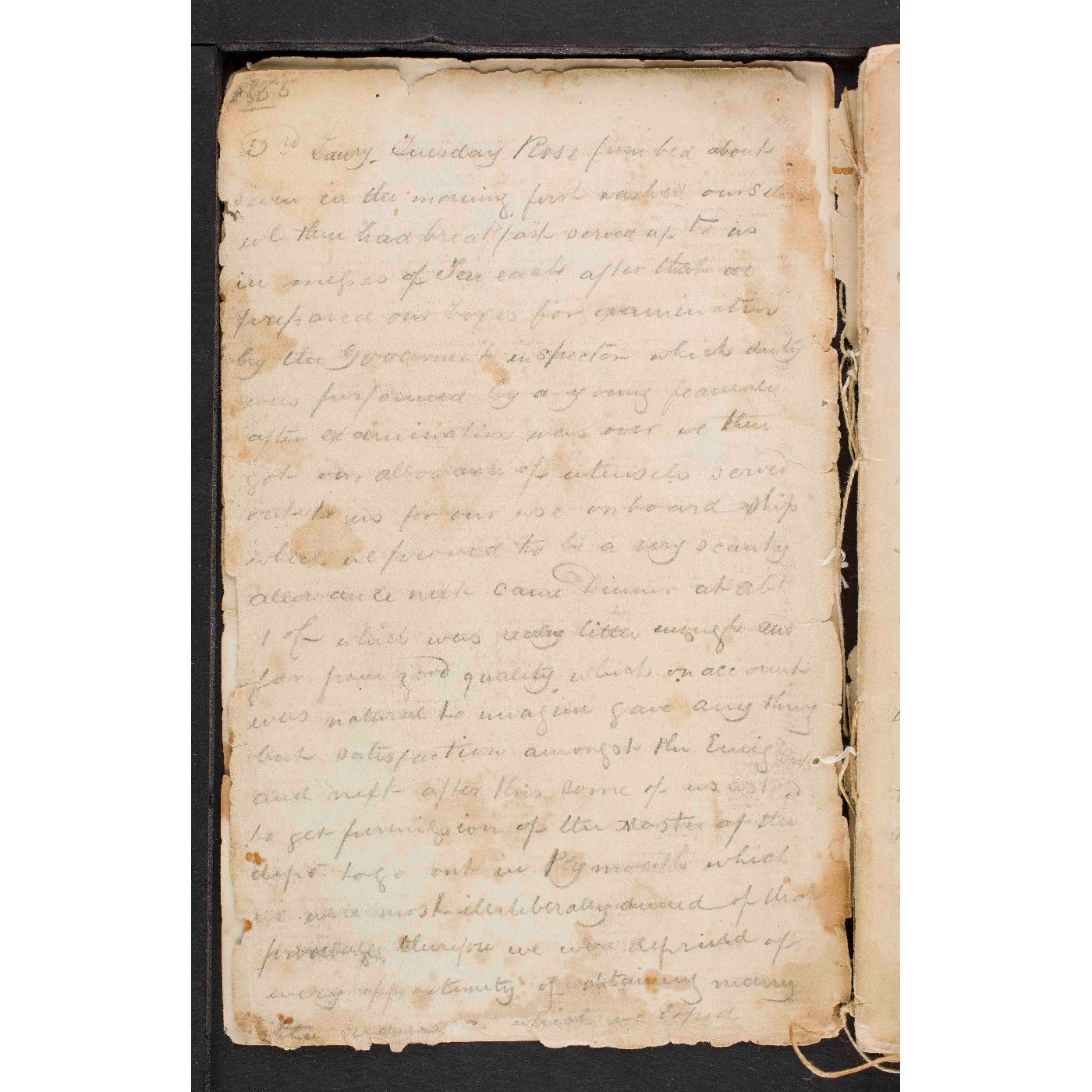 Diary kept aboard the 'Burlington'