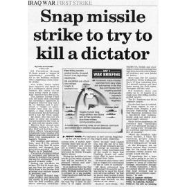 Iraq War: First strike: Snap missile strike to try and kill a dictator