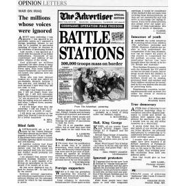 Letters to the editor regarding the Iraq War