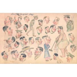 Drawings of staff at Loveday Internment Camp and Repatriation Hospital