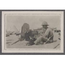 Lt Hackney with a Turkish machine gun
