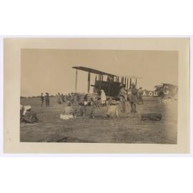 Vickers Vimy surrounded by onlookers at Delhi