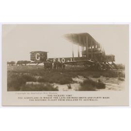 Manouevering the Vickers Vimy into position
