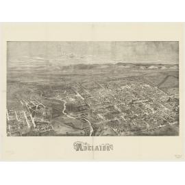 Adelaide : [a "birdseye", engraved panoramic view, from a point on Pennington Terrace, North Adelaide] : [poster]