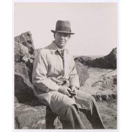 Man in glacial landscape
