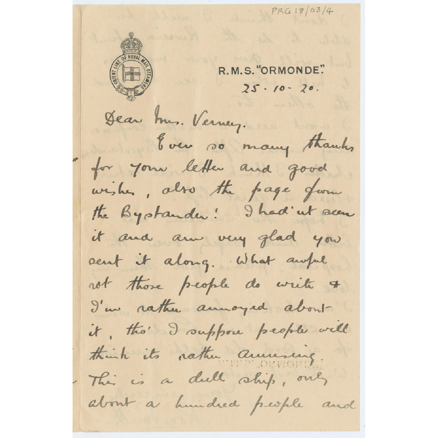 Letters to Janette Verney