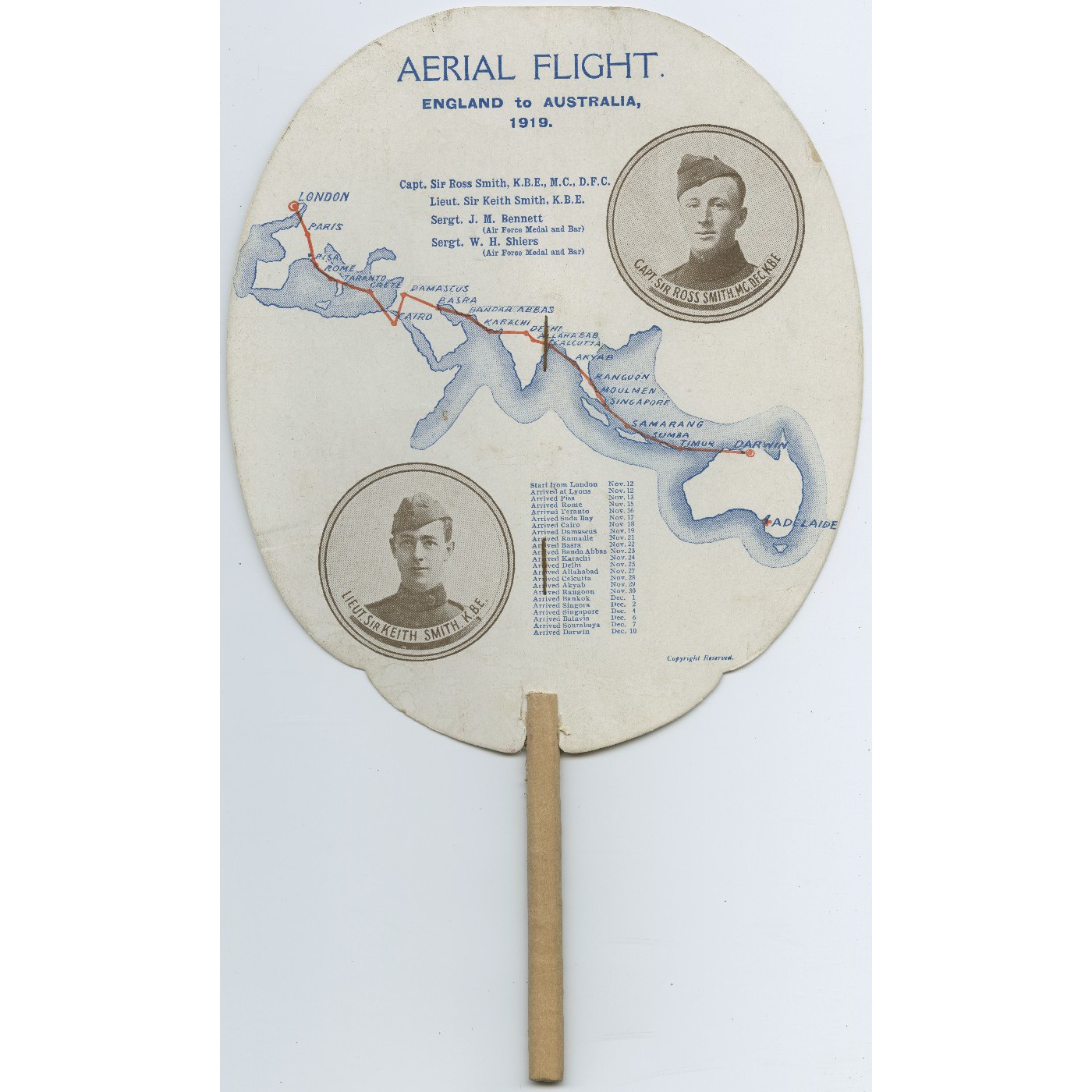 Items commemorating the first England-Australia flight