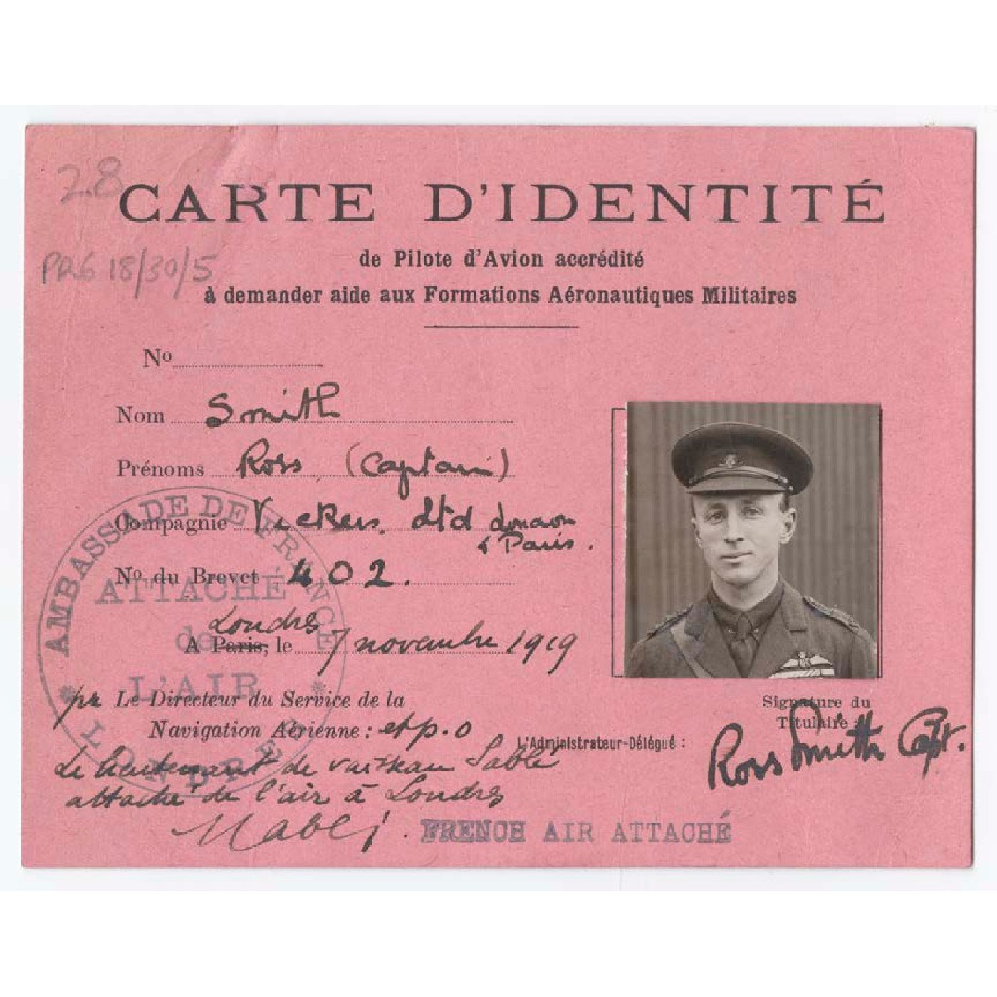 Transit documents for the England to Australia flight