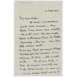 Letter from R. Ridgway in London