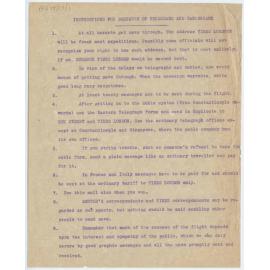 Instructions for despatch of telegrams and cablegrams, and memorandum of agreement between Vickers Limited and Captain Ross Smith