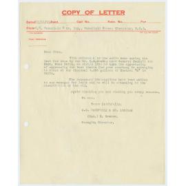 Letter from C.G. Wakefield & Co.
