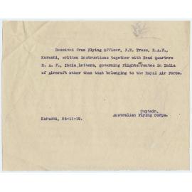 Memo authorising flights