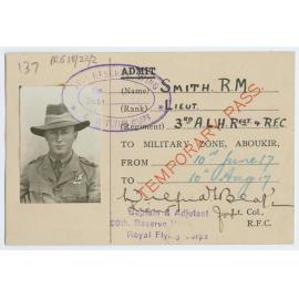 Temporary pass to military zone