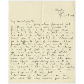 Letter from Ross Smith during World War I to his mother, Aboukir, Egypt