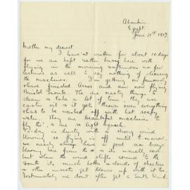 Letter from Ross Smith during World War I to his mother, Aboukir, Egypt