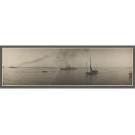 Boats and ships in a harbour