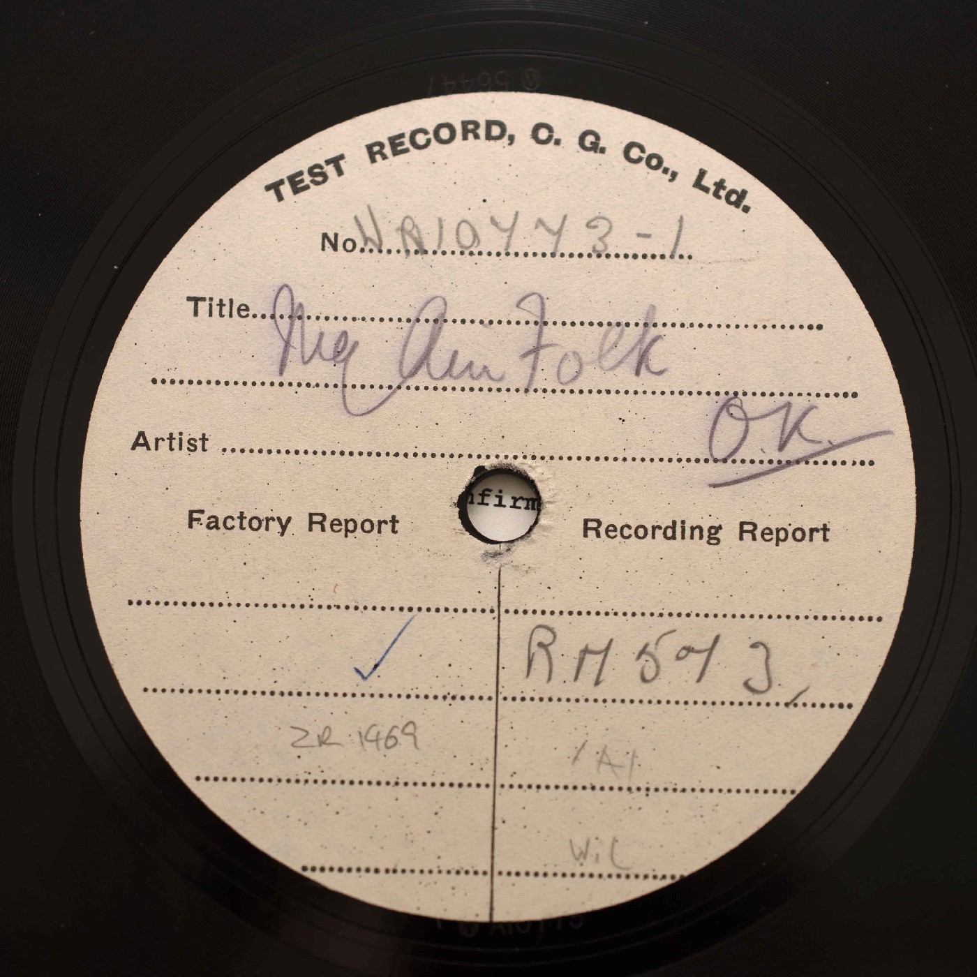 My ain folk. / Clara Serena.- Sample record/Test pressing